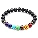 Top Plaza 7 Chakra Healing Bracelet with Real Stones Lava Diffuser Mala Meditation Stretch Bracelets (Elastic Style 2)