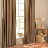 Faux Silk Pencil Pleat Curtains (Mocha), W66 X D90
