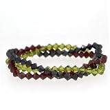 Christmas Genuine Swarovski Crystal Red, Olive Green, Black Bracelet Set