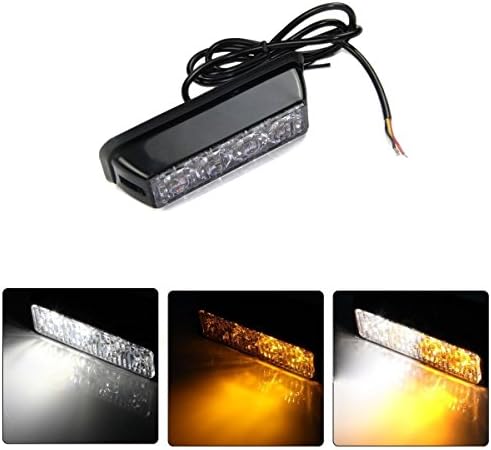 Resun Amber / White 4 LED Emergency Strobe Light Head Waterproof Surface Mount Deck Dash Grille