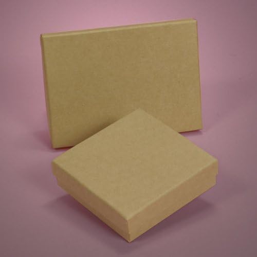 GreenBoxes 3 1/2" x 3 1/2" x 1" Jewelry Boxes - Natural Kraft Boxes - Pack of 16