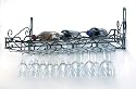 Concept Housewares WR-40701 Metal Wine Bottle and Glass Wall Rack, Matte Black