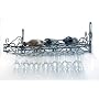 Concept Housewares WR-40701 Metal Wine Bottle and Glass Wall Rack, Matte Black