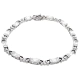 Sterling Silver Rhodium Plated Emerald Cut Fashion Bracelet, Clear