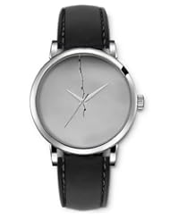 SPRAWL Aanalog Fashion Series Silver Ladies Watches of Genuine Black Leather Strap,Unique Wrist Watch for Women Girls Designed with Purer gray background