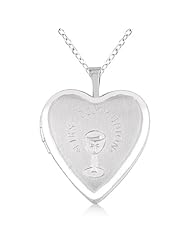 Heart Shaped First Holy Communion Pendant Locket Sterling Silver