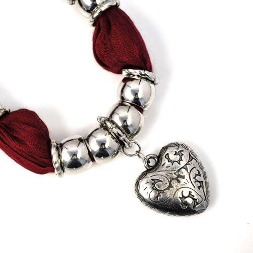 Huan Xun Orange Triangle Style Necklace Scarf with Heart Charm Pendant