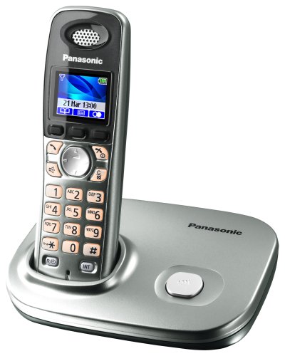 Panasonic KX-TG8011GS, strahlungsarmes DECT Schnurlostelefon mit Farbdisplay, silber