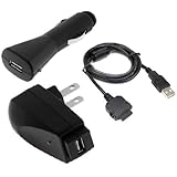 Car Charger + AC Charger + USB Cable for Microsoft Zune 80GB/4GB/8GB/30GB/16GB/120GB