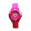 Reflex - SR027 - Montre Rose Vif avec Coeur Illustr�, Lunette Tournante et Bracelet en Caoutchouc