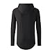 UNRESTRAINED Mens Hipster Hip Hop Longline Long Sleeve Hoodie T Shirt Black L
