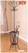 Sandy Black Finish Metal Coat Rack w/Umbrella Holder