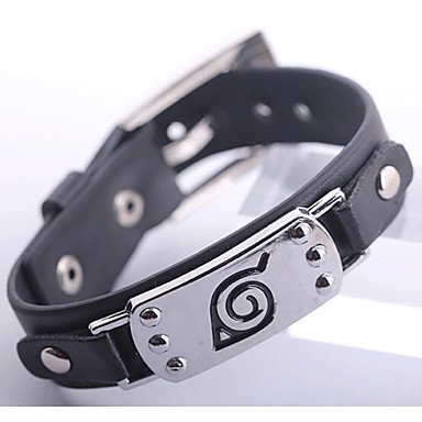 BST Unisex Young Fashion Jewelry Punk Alloy Cosplay Naruto Hokage Ninjia Bracelet Leather Bracelet Shamballa Bracelets
