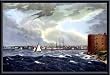 Art Poster Metal Framed Print - New York from Governor Island - Artist: H. G. Wall- Poster Size: 16 X 24