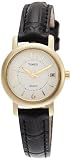 Timex Women`s T2N3339J Classic Analog Gold Case Black Leather Strap Dress Watch