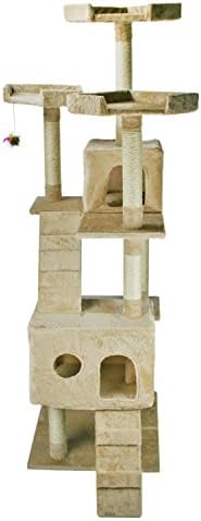 SpoiledCatten Spacious 73" Cat Tree 3-Story, 2 Bedrooom Cat Condo with Lookout Sky Perches and Playtform