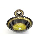 Buy 1 2 Thickness Bathroom Handpaint (Yellow & Black Tone) Round Style Glass... by Best Sink