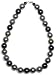 14k Yellow Gold 14mm Dyed Multi-Grey Mother of Pearl Bead Necklace, 17