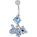 Belly Navel Rings Light Blue Crystal Scottish Terrier Dog Dangle Color