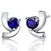 Peora Created Blue Sapphire Stud Earrings for Women 925 Sterling Silver, 2.50 Carats total Round Shape, 6mm, Friction Backs, Blue Earrings, September Birthstone Gift