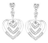 14K White Gold Diamond Heart Earrings