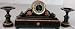 Antique French Art Nouveau Black Marble Garniture Clock