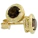 18k Gold Round Stud Earrings, w/ 1.00 Carat Brilliant Cut Smoky Topaz Stones, 1/4 in. (7mm) tall