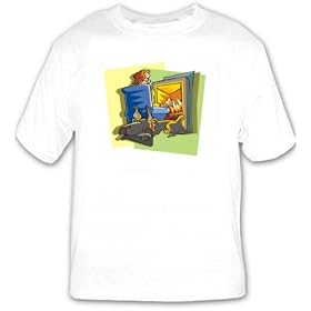 T-shirt with man, human, body, fireplace, individual, persons, fire, people, person, dog