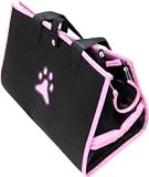 Pink Black Faux Leather Paw Print Pet Carrier Bag Tote