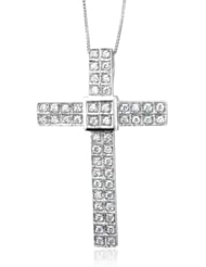 10k White Gold Cross Diamond Pendant Necklace (GH, I1-I2, 0.36 carat)