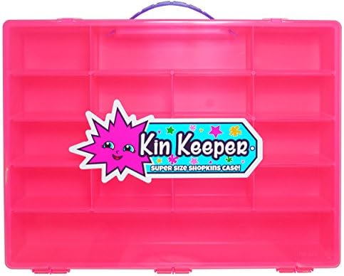 Shopkins Style Pink Carrying Case and Storage Organizer - Large Limited Edition Display Box with Purple Handle - By Kin Keeper - Case Only