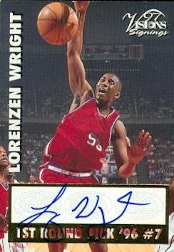 Lorenzen Wright autographed Basketball Card (Los Angeles Clippers) 1997 Score Board Visions Signings