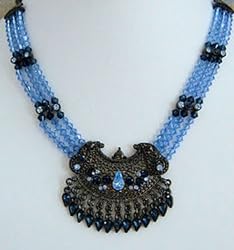 Blue Crystal Necklace with Matching Earrings