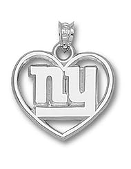Nfl Sterling Silver New York Giants "Ny" Heart Pendant