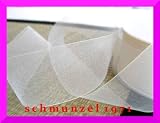 SCHLEIFENBAND Geschenkband DEKOBAND 50m x 40mm CREME / ELFENBEIN Organza Chiffon Antennenband Antennenschleife Organzaband Hochzeit