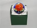 Flame red rose with leaves paperweight