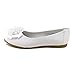 Girls Flats with Crystal Bead Bow (13, White)