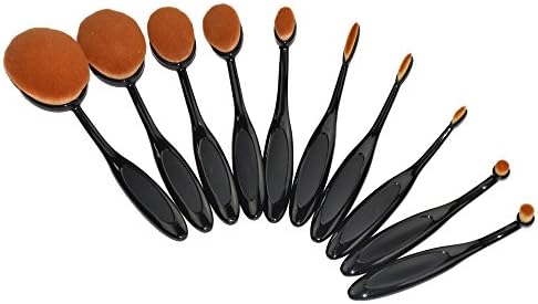Divalove 10pcs Soft Oval Foundation Makeup Brush Sets Professional Powder Blush Brushes Eyeshadow Toothbrush Cosmetic Make up Brushes Tool Kit Black Rose Gold (Black)