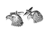 Silver-Tone Men's Cuff Links Eagle Head Cufflinks