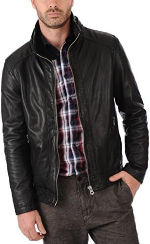 Softskin Leather Mens Bomber Biker Lambskin Leather Jacket SL02151 - Large