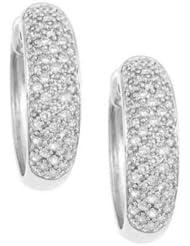 1.40 ct Ladys Round Cut Diamond Haggies Earrings in Pave Setting in 18 karat White Gold