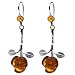 Certified Genuine Honey Amber and Sterling Silver Rose Earrings