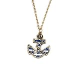 Fashion Vintage Bronze Chain Anchor Shape Pendant Long Chain Necklace Clothes