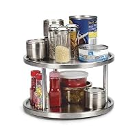 STAINLESS steel LAZY Susan 2 tier TURNTABLE Kitchen