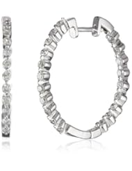10KW 0.75 Cttw White Diamond Hoop Earrings