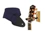 String Swing Wood Guitar Wall Hanger, WALNUT with Bonus Guitar Strap, BLUE