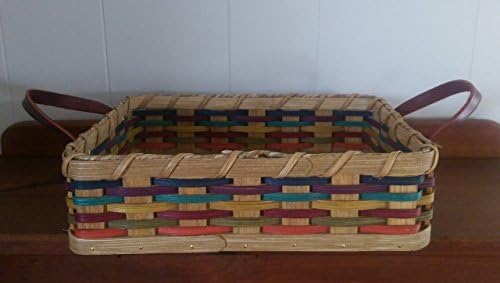 Authentic Amish Handmade Signed Square Casserole Basket with Leather Handles