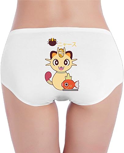 Jirushi Womens Low Rise Cute Meowth Magikarp Brief Panty White XL