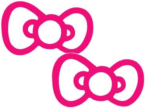 2X Bow Tie Hello Kitty Style Car Decal Vinyl Sticker (Pink)