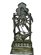 Goddess Durga Holding Demon King Mahishasura Antique Brass Statue 14"